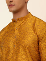 Thumbnail for Jompers Men's Mustard Floral Printed Kurta Only - Distacart
