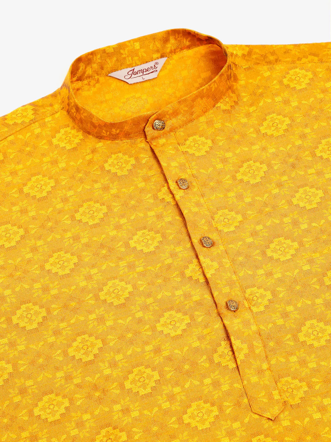 Jompers Men's Mustard Floral Printed Kurta Only - Distacart