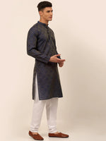 Thumbnail for Jompers Men's Navy Blue Floral Printed Kurta Only - Distacart