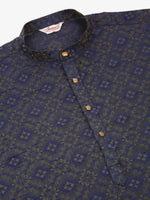 Thumbnail for Jompers Men's Navy Blue Floral Printed Kurta Only - Distacart