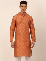 Thumbnail for Jompers Men's Peach Floral Printed Kurta Only - Distacart