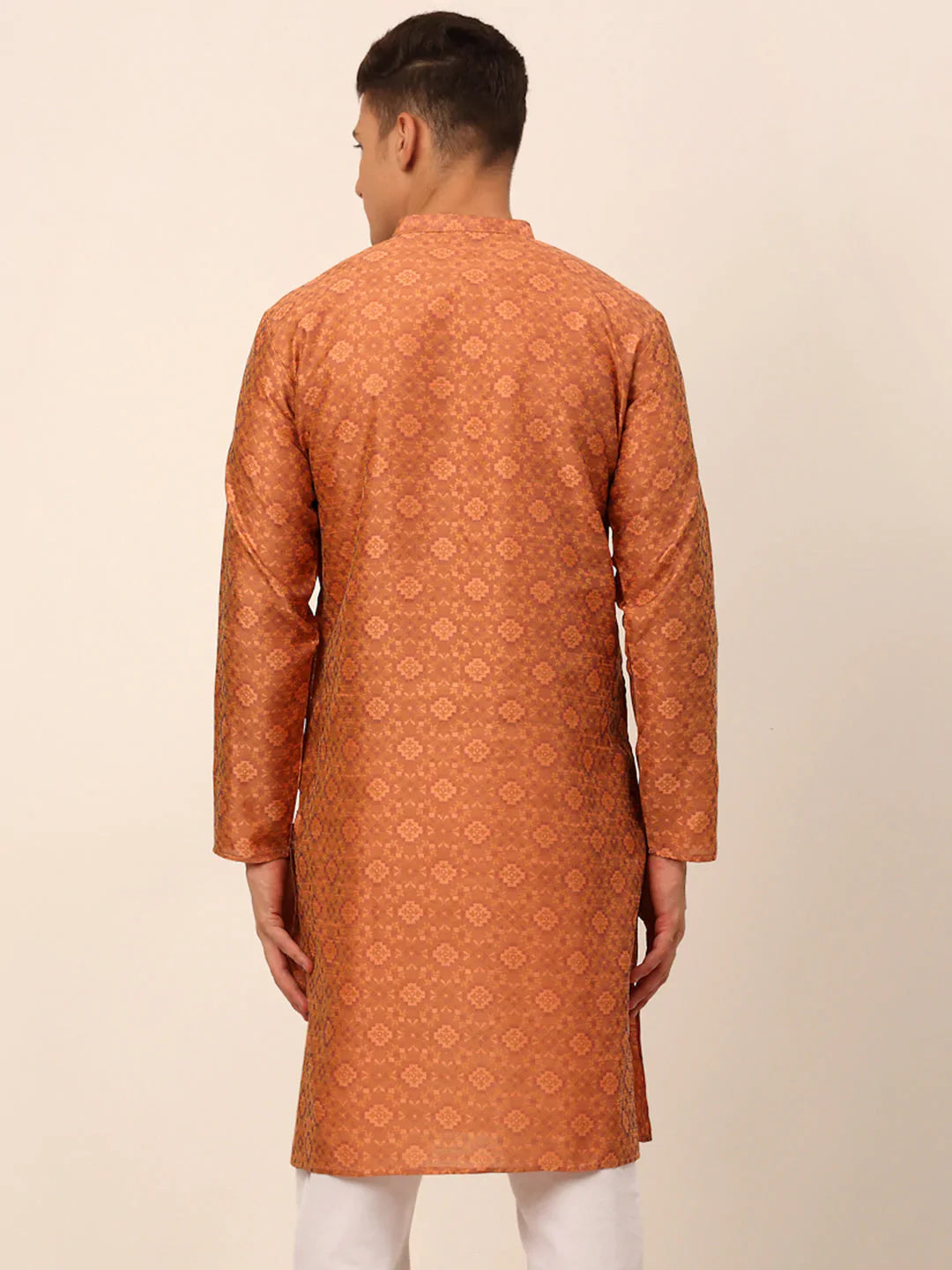 Jompers Men's Peach Floral Printed Kurta Only - Distacart