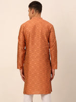 Thumbnail for Jompers Men's Peach Floral Printed Kurta Only - Distacart
