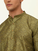 Thumbnail for Jompers Men's Pista Green Floral Printed Kurta Only - Distacart