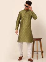 Thumbnail for Jompers Men's Pista Green Floral Printed Kurta Only - Distacart
