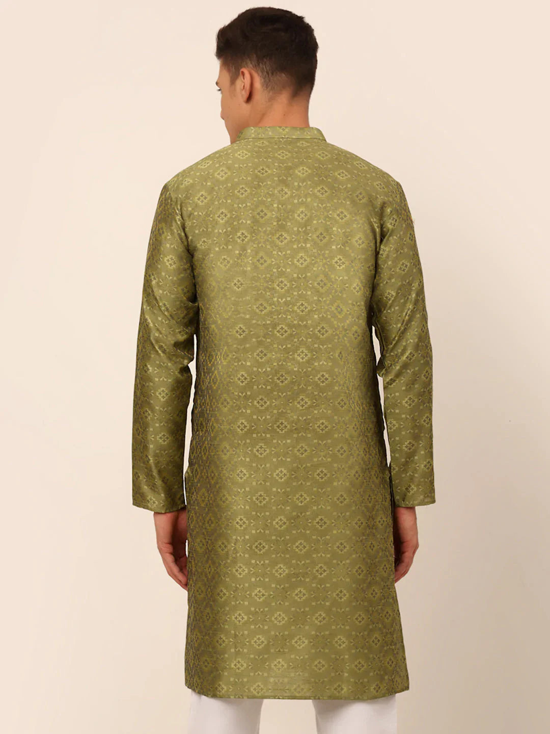 Jompers Men's Pista Green Floral Printed Kurta Only - Distacart