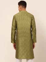Thumbnail for Jompers Men's Pista Green Floral Printed Kurta Only - Distacart