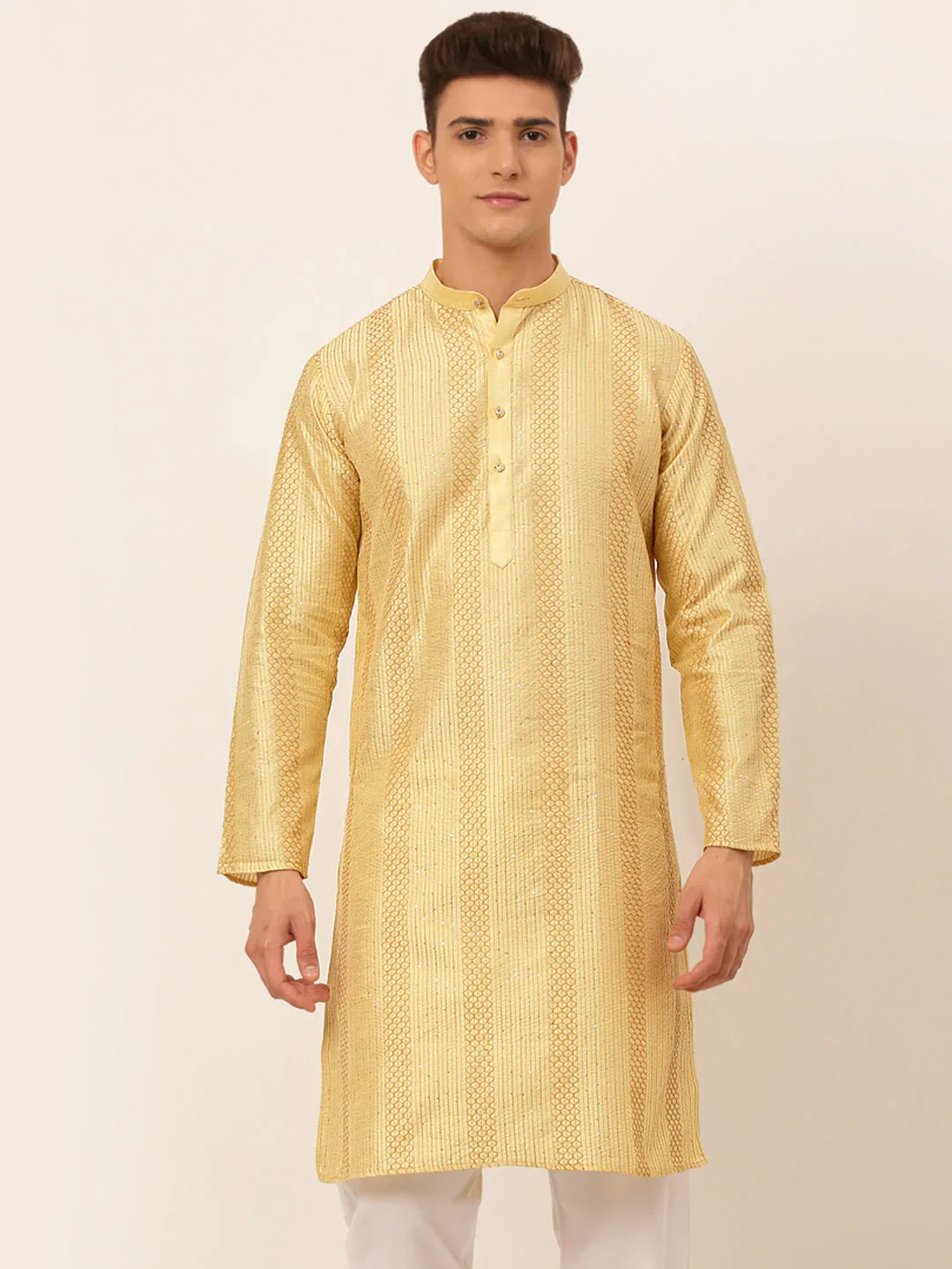 Jompers Men's Golden Embroiderd Kurta Only - Distacart