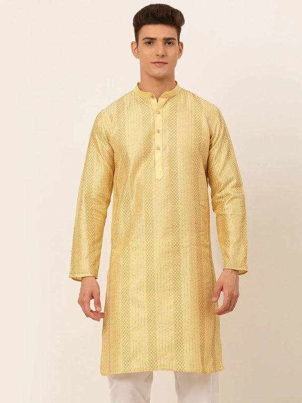 Jompers Men's Golden Embroiderd Kurta Only - Distacart