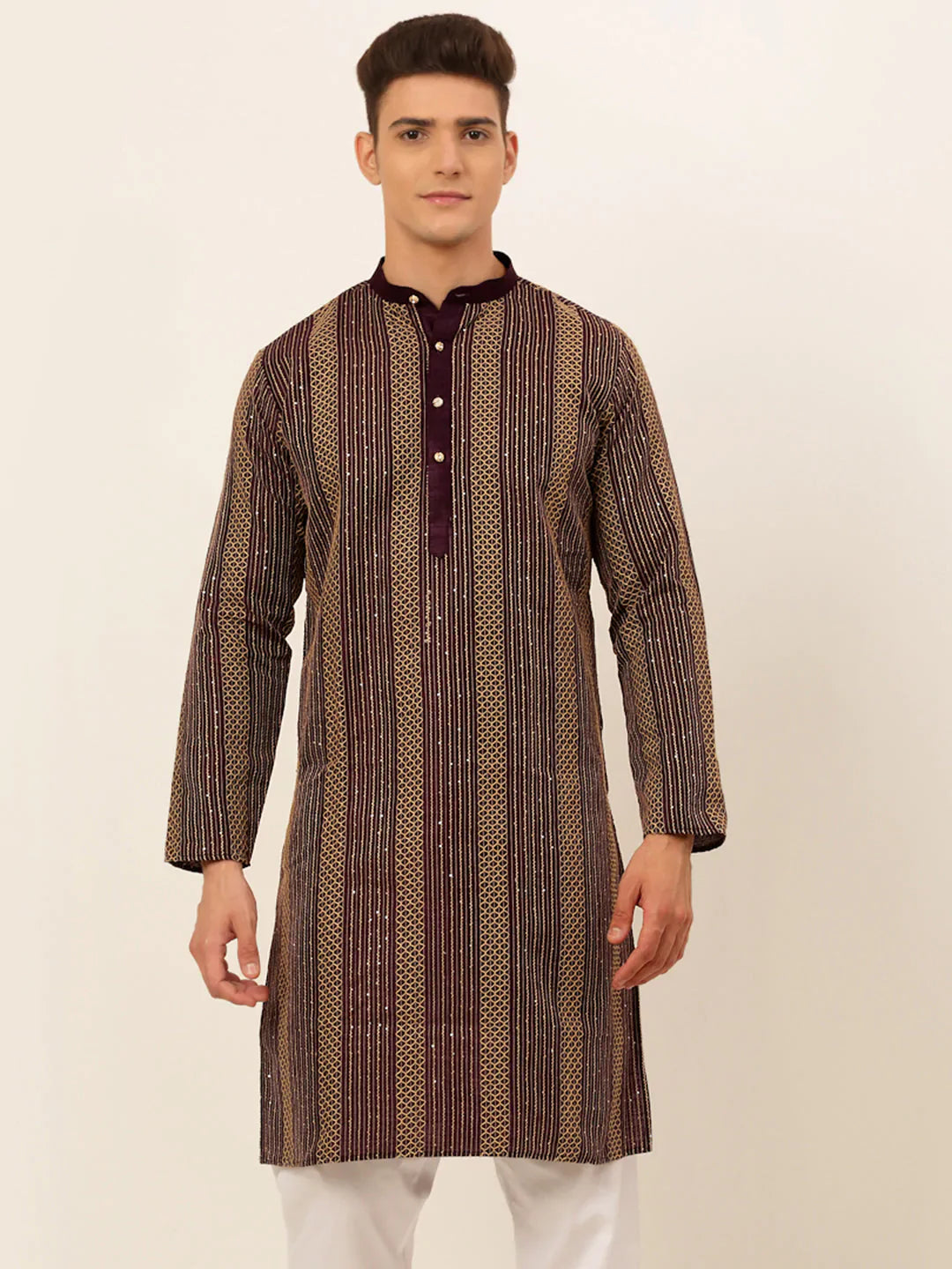 Jompers Men's Purple Embroiderd Kurta Only - Distacart