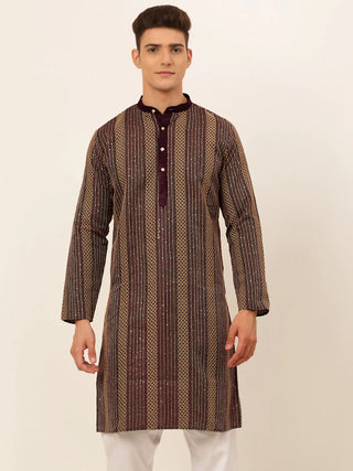 Jompers Men's Purple Embroiderd Kurta Only - Distacart