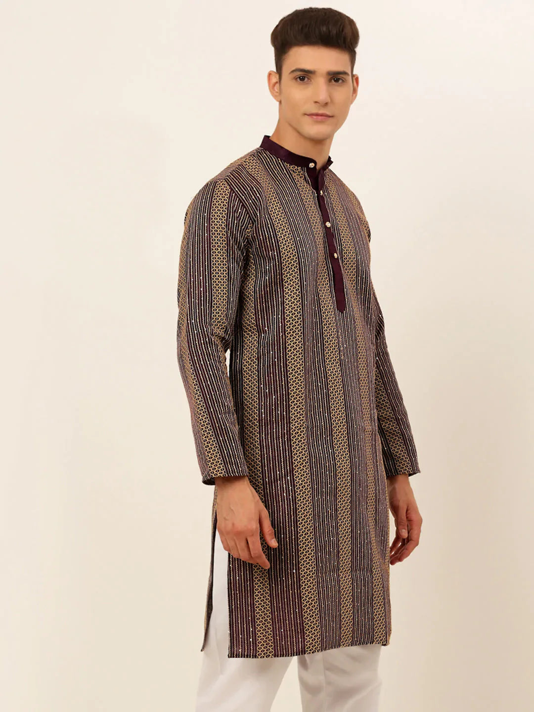 Jompers Men's Purple Embroiderd Kurta Only - Distacart