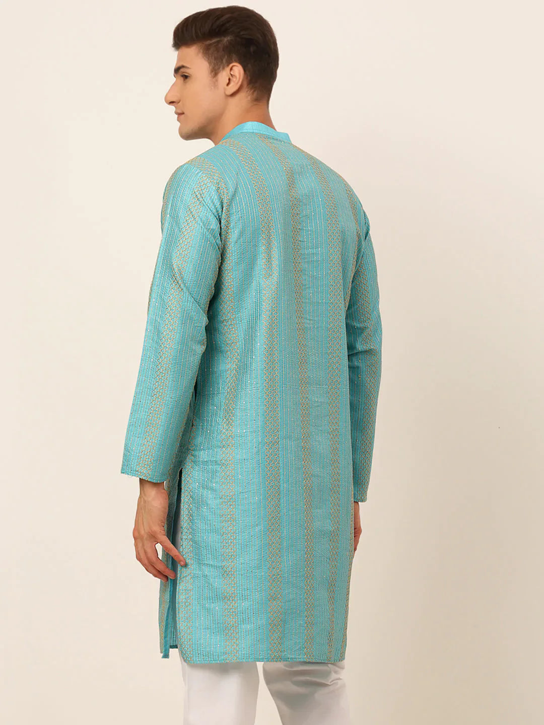 Jompers Men's Sky Blue Embroiderd Kurta Only - Distacart