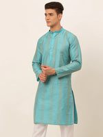 Thumbnail for Jompers Men's Sky Blue Embroiderd Kurta Only - Distacart