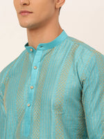 Thumbnail for Jompers Men's Sky Blue Embroiderd Kurta Only - Distacart