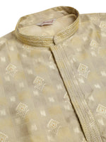 Thumbnail for Jompers Men's Beige Collar Embroidered Woven Design Kurta Pajama - Distacart