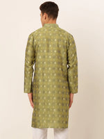 Thumbnail for Jompers Men's Green Collar Embroidered Woven Design Kurta Pajama - Distacart