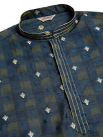 Thumbnail for Jompers Men's Navy Blue Collar Embroidered Woven Design Kurta Pajama - Distacart