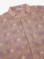 Thumbnail for Jompers Men's Pink Collar Embroidered Woven Design Kurta Pajama - Distacart