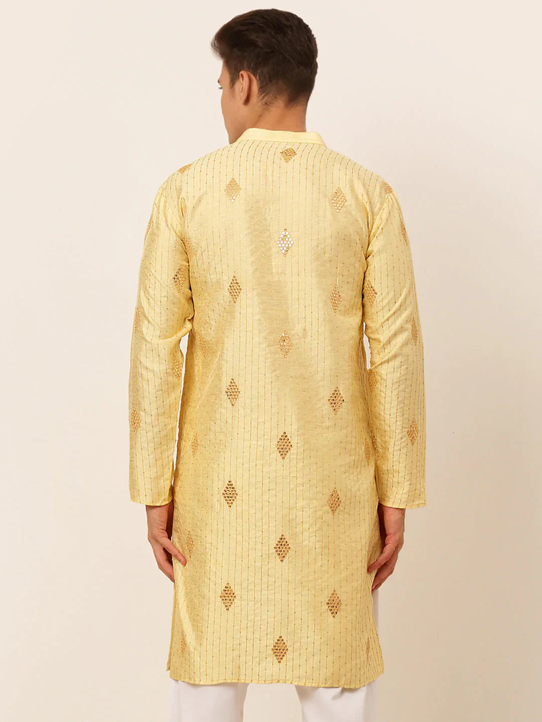 Jompers Men's Golden Embroidered Sequinned Kurta Only - Distacart