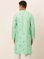 Thumbnail for Jompers Men's Sky Blue Embroidered Sequinned Kurta Only - Distacart