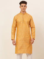 Thumbnail for Jompers Men's Silver and Golden Woven Design Kurta Only - Distacart