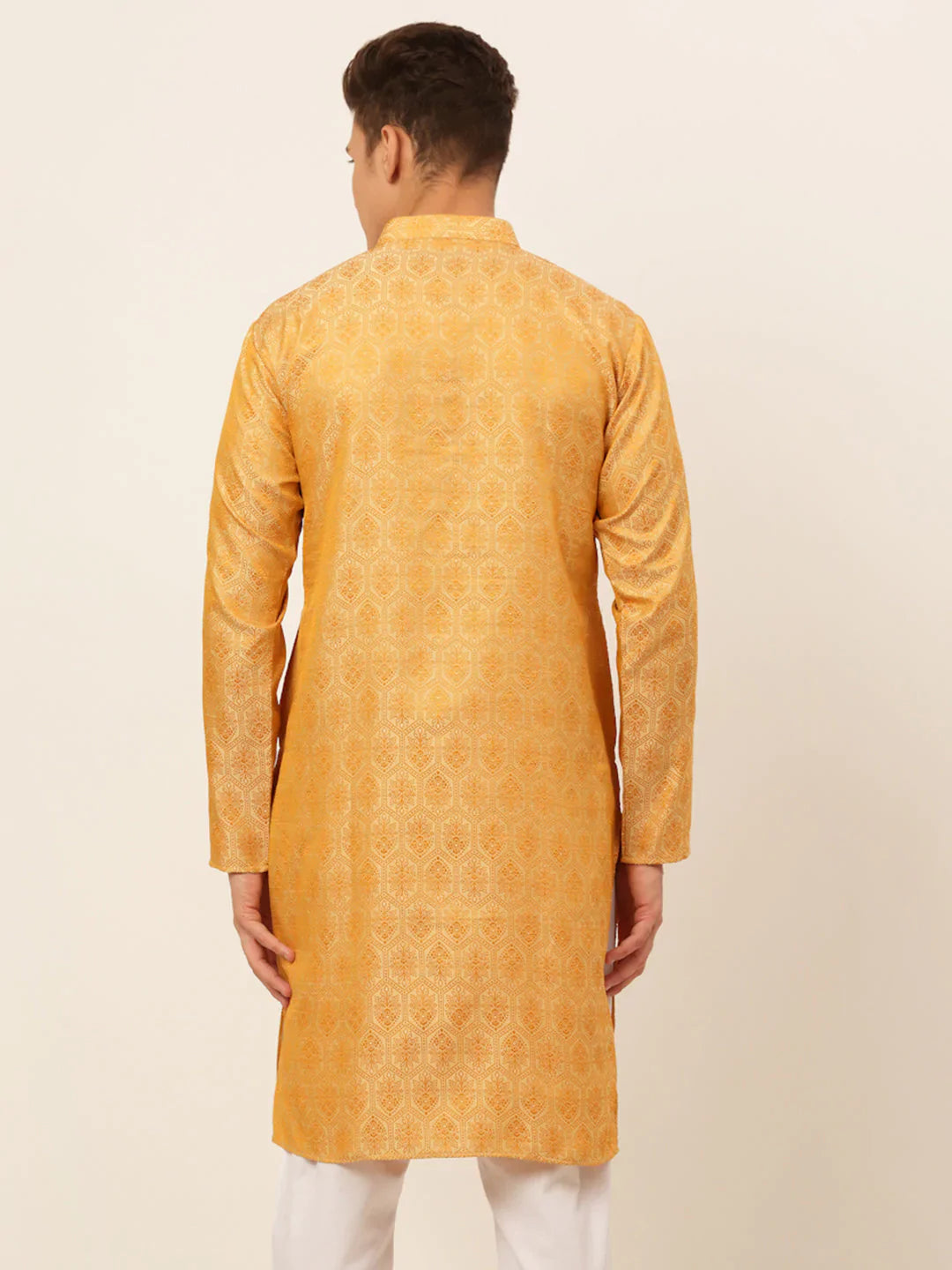 Jompers Men's Silver and Golden Woven Design Kurta Only - Distacart