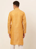 Thumbnail for Jompers Men's Silver and Golden Woven Design Kurta Only - Distacart