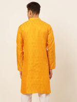 Thumbnail for Jompers Men's Mustard and Golden Woven Design Kurta Only - Distacart