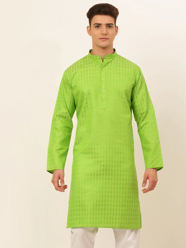 Jompers Men's Green Woven Design Kurta Only - Distacart