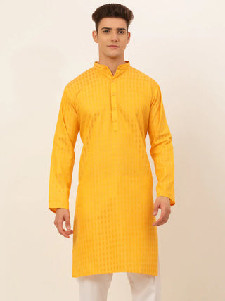 Jompers Men's Mustard Woven Design Kurta Only - Distacart