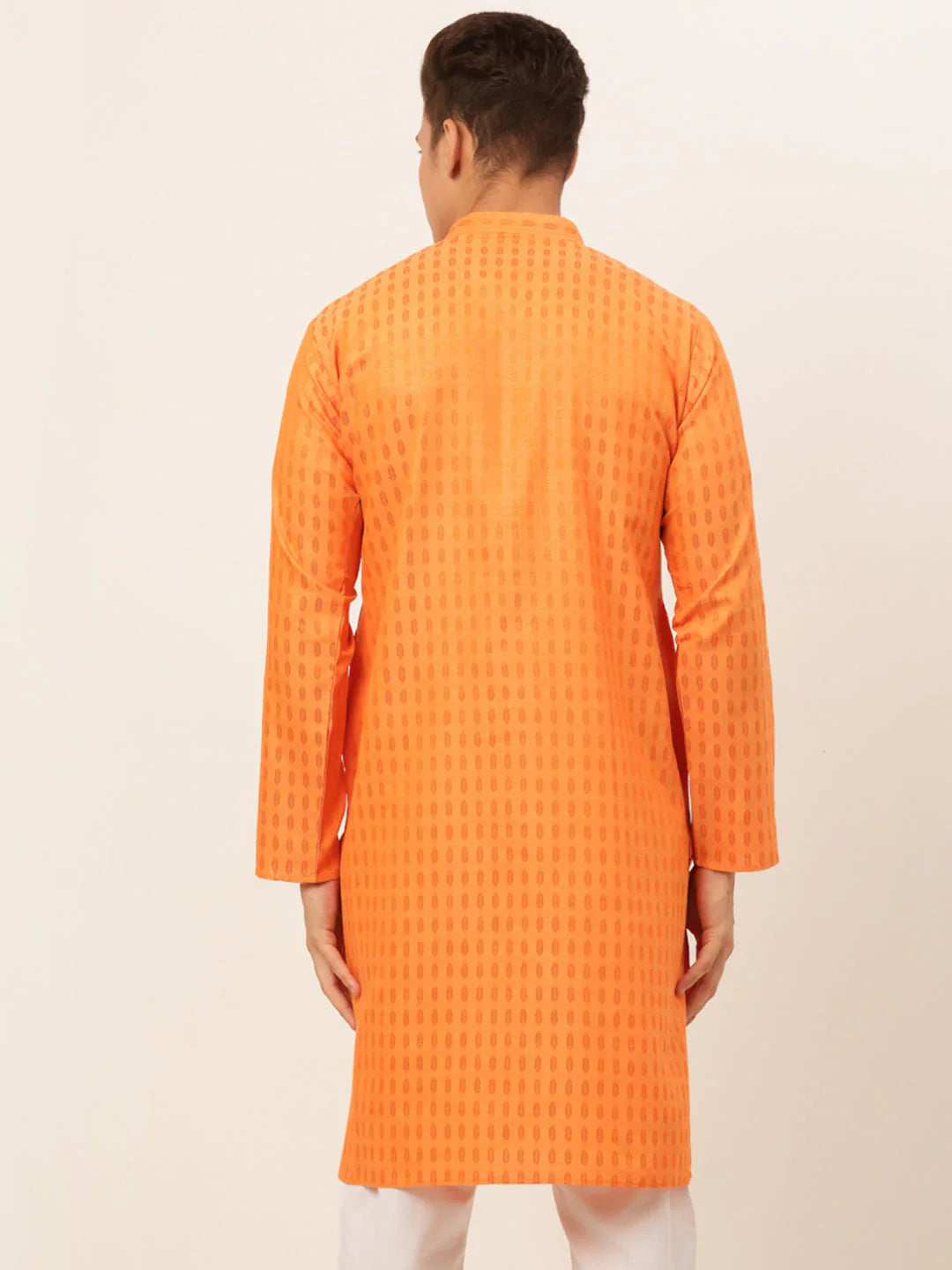 Jompers Men's Orange Woven Design Kurta Only - Distacart