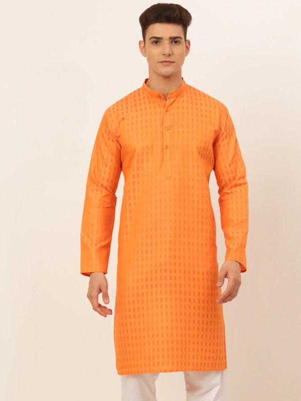 Jompers Men's Orange Woven Design Kurta Only - Distacart