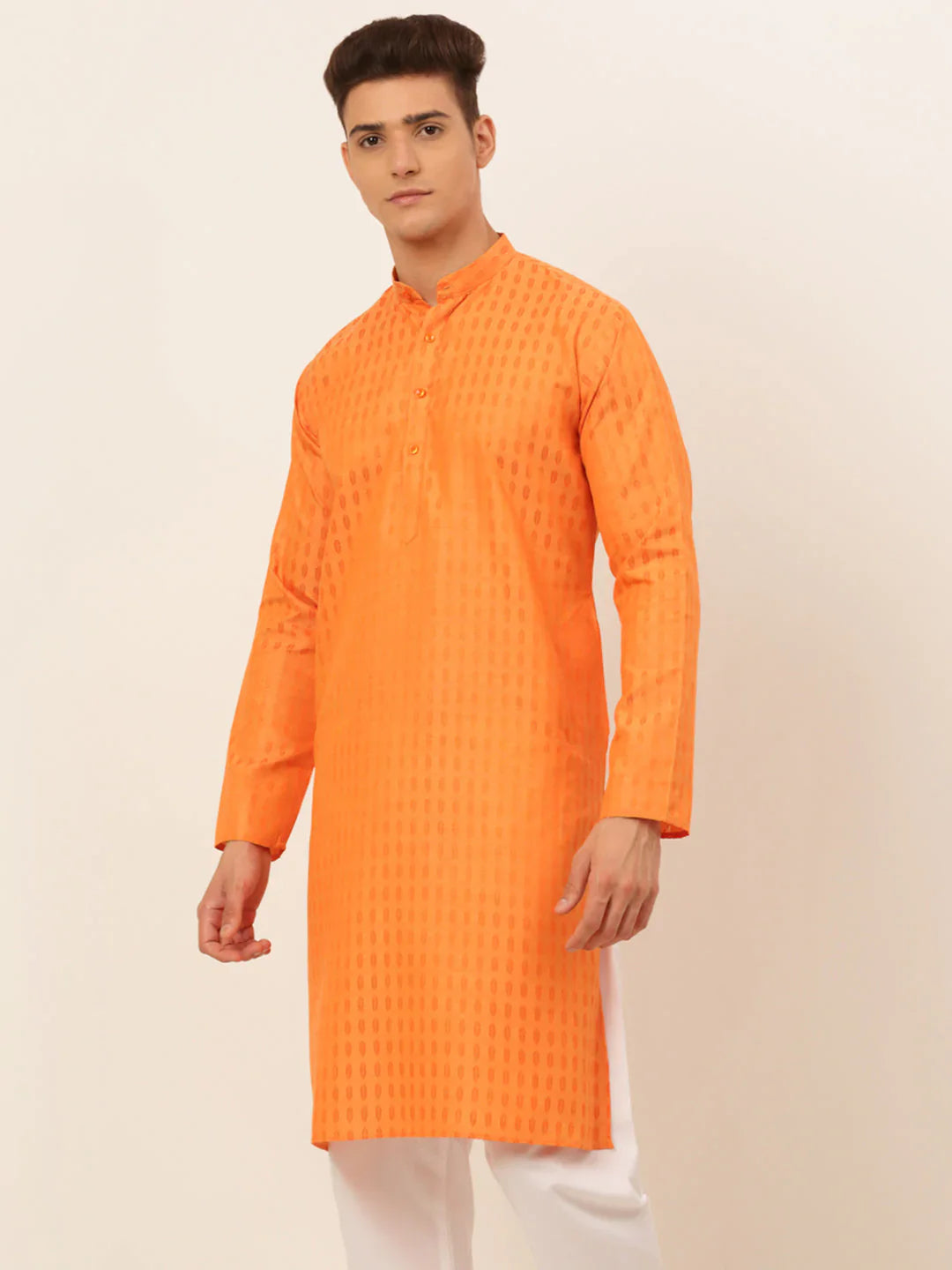 Jompers Men's Orange Woven Design Kurta Only - Distacart