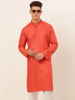 Thumbnail for Jompers Men's Red Woven Design Kurta Only - Distacart