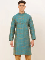 Thumbnail for Jompers Men's Blue Embroidered Kurta Only - Distacart
