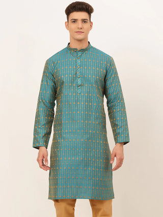 Jompers Men's Blue Embroidered Kurta Only - Distacart