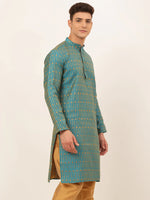 Thumbnail for Jompers Men's Blue Embroidered Kurta Only - Distacart