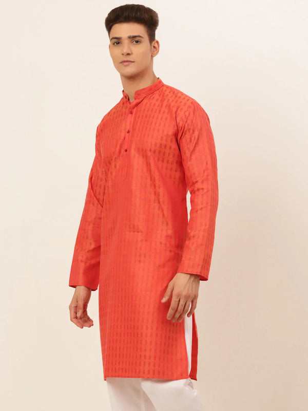 Jompers Men's Red Woven Design Kurta Only - Distacart