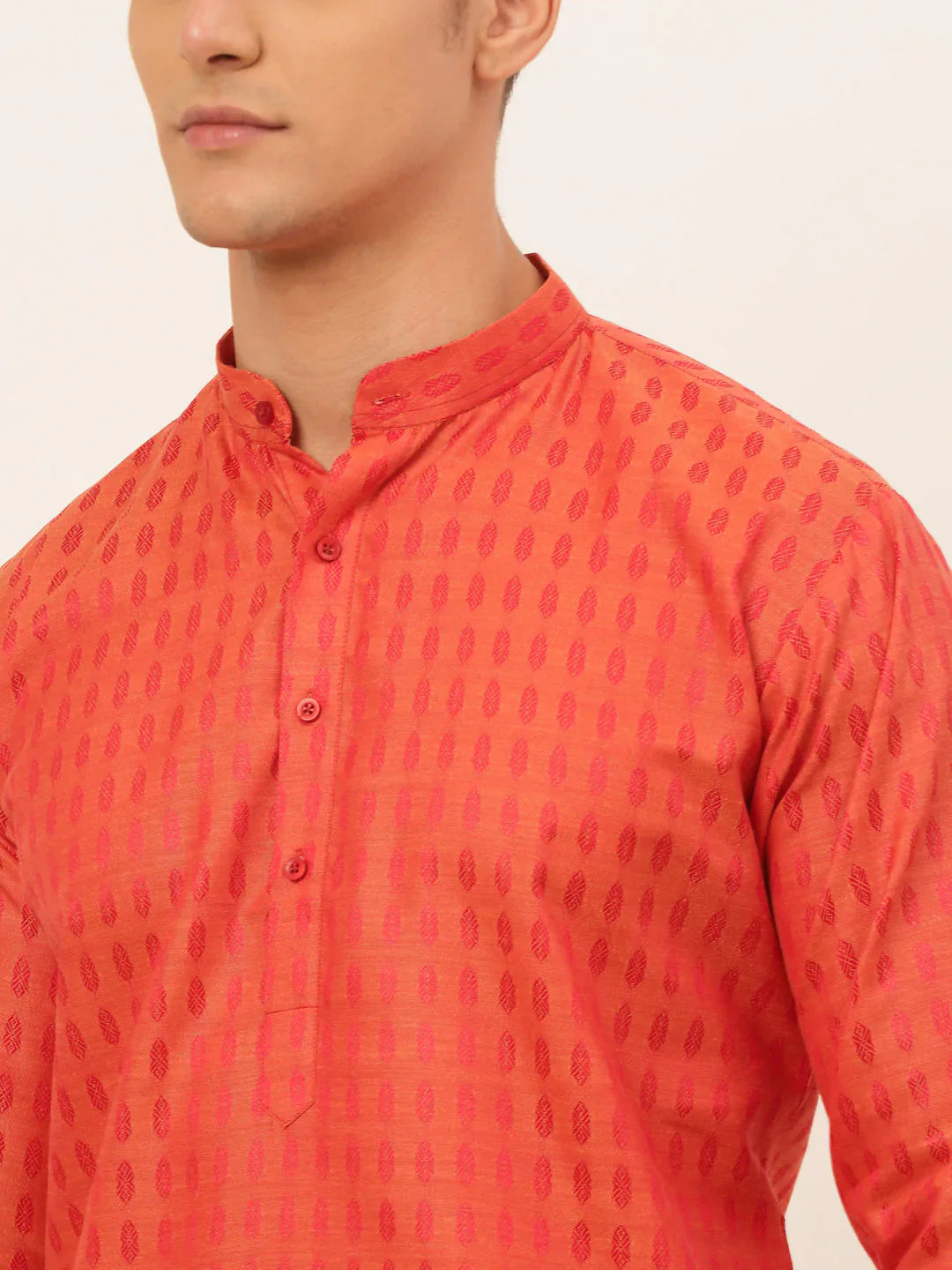 Jompers Men's Red Woven Design Kurta Only - Distacart