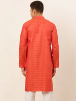 Thumbnail for Jompers Men's Red Woven Design Kurta Only - Distacart