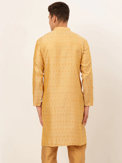 Jompers Men's Golden Embroidered Kurta Only - Distacart
