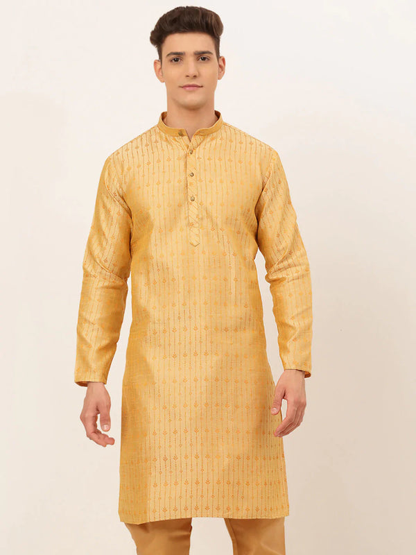 Jompers Men's Golden Embroidered Kurta Only - Distacart
