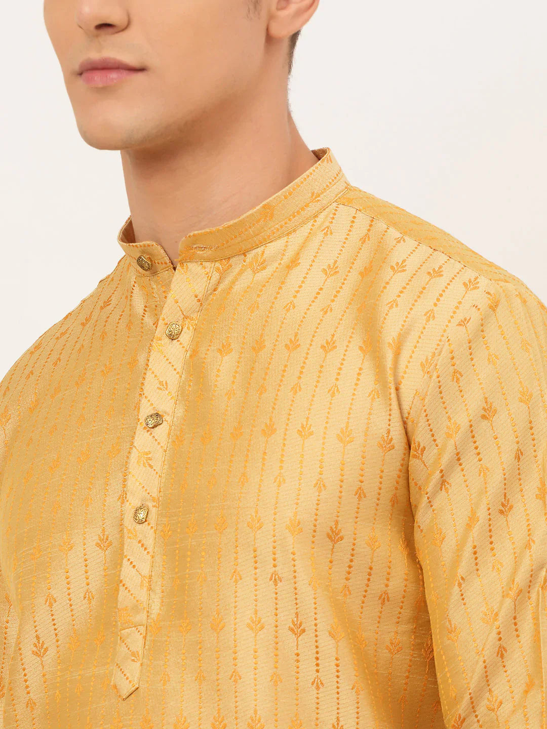 Jompers Men's Golden Embroidered Kurta Only - Distacart