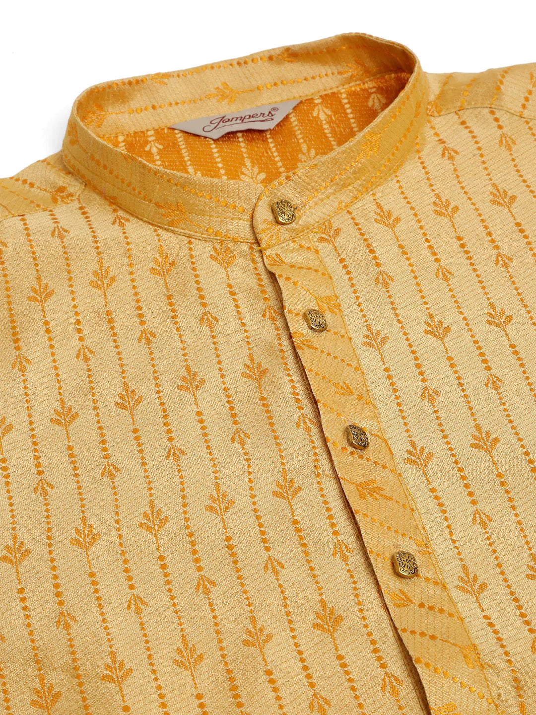 Jompers Men's Golden Embroidered Kurta Only - Distacart