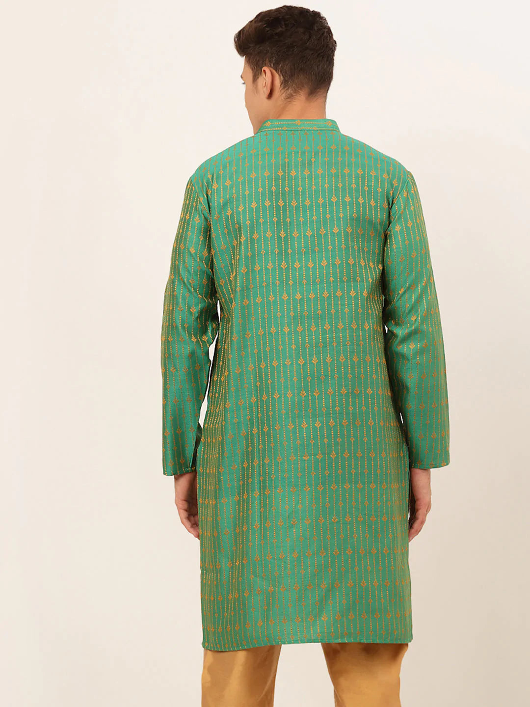 Jompers Men's Green Embroidered Kurta Only - Distacart