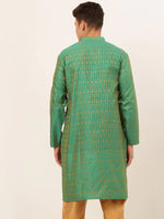Thumbnail for Jompers Men's Green Embroidered Kurta Only - Distacart