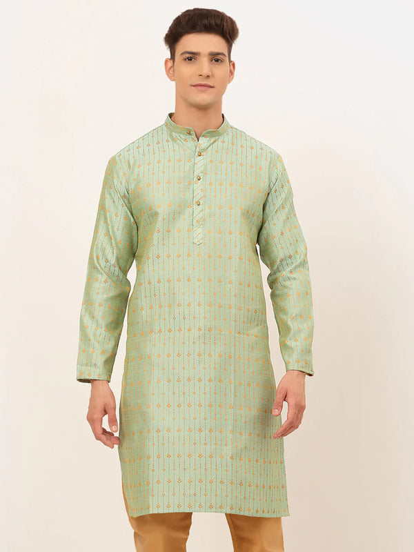 Jompers Men's Lime Green Embroidered Kurta Only - Distacart
