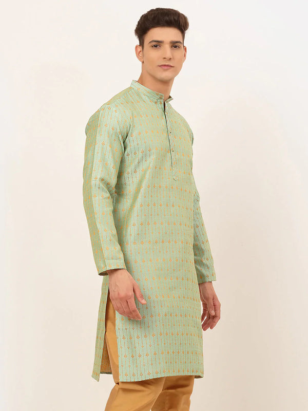 Jompers Men's Lime Green Embroidered Kurta Only - Distacart