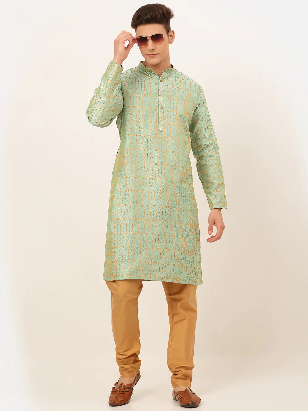 Jompers Men's Lime Green Embroidered Kurta Only - Distacart